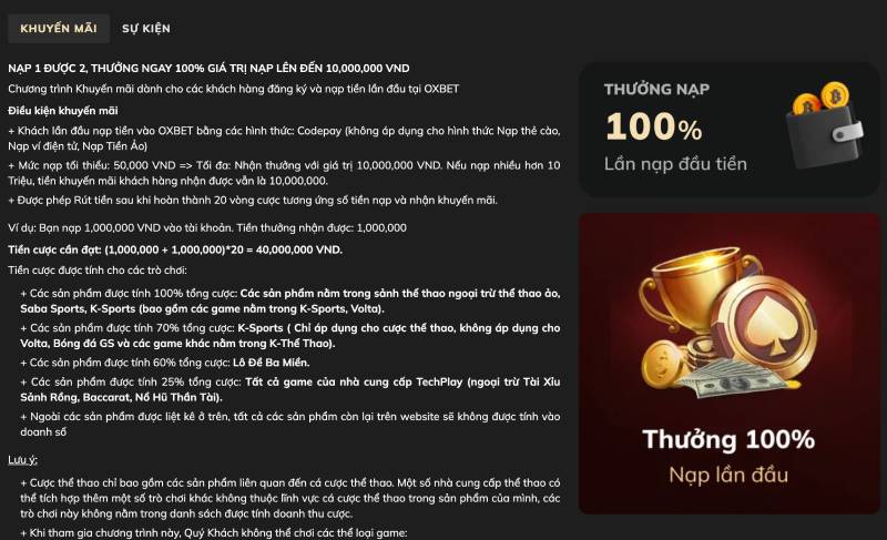 Khuyến Mãi Oxbet Mới Nhất Dành Cho Người Chơi Cá Cược 6 Hướng dẫn nhận khuyến mãi dễ dàng tại Oxbet